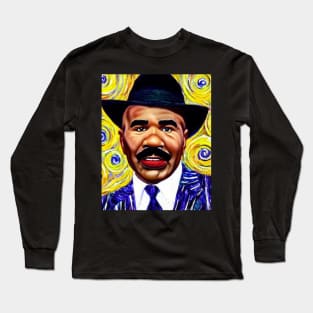 steve harvey oil painting van gogh art style t shirt design Long Sleeve T-Shirt